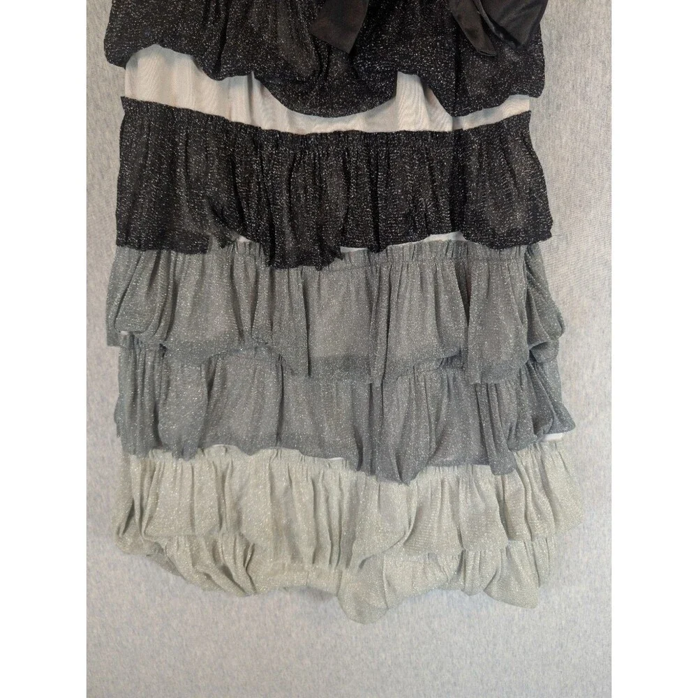 Justice Girls Size 10 Colorblock Tiered Party Dress Bow Lined Scoop Neck